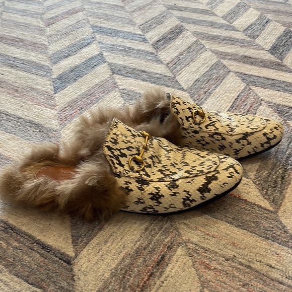 Gucci Princetown Python Fuzzy Mules w/Horsebit W 10 M 8 Unisex - Picture 2 of 10